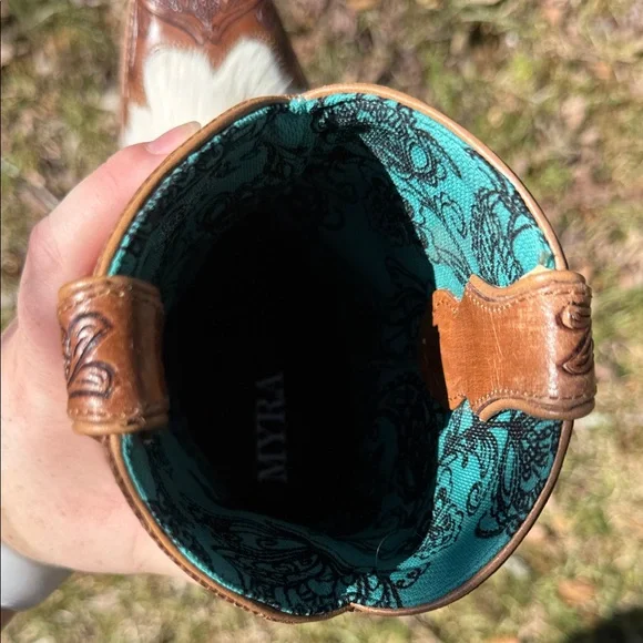 Myra Bag Brown Hair-On Leather Western Ankle Boots - Picture 4 of 4